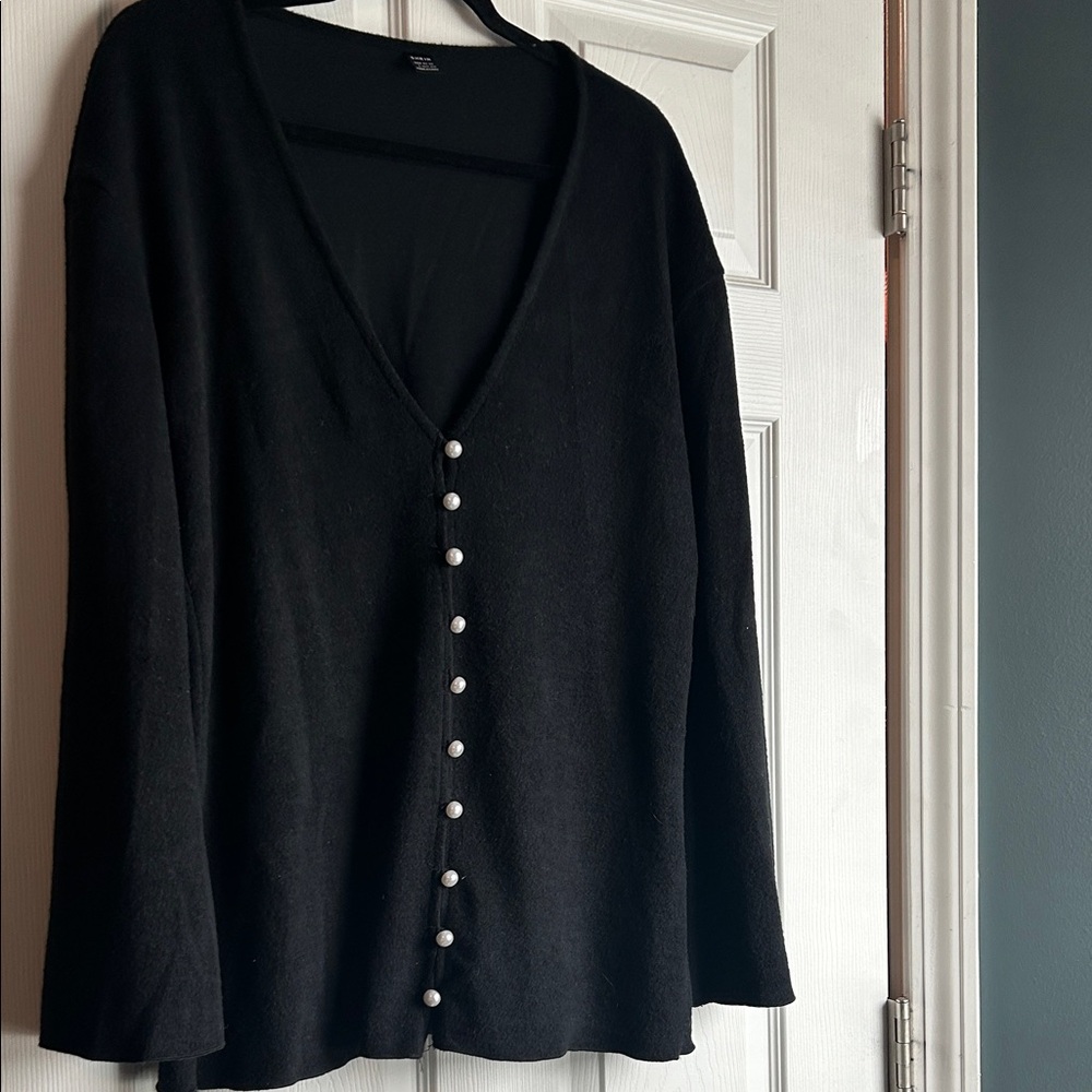 Black Cardigan with Pearl Buttons - Picture 5 of 16